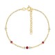 Pulsera bañada en oro con circonitas rojas y blancas
