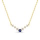 Collar bañado en oro con siete circonitas blancas y azules