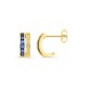 Pendientes aros pequeños bañados en oro 9 mm con circonitas azules y blancas
