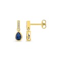 Pendientes colgantes bañados en oro con circonitas blancas y azules 7 x 4 mm