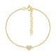 Pulseira com coração 6mm banhada a ouro com zircónia