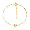 Pulsera corazón bañada en oro con circonitas 6 mm