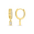 Pendientes de aros bañados en oro 12 mm con circonita baguette
