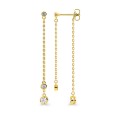 Pendientes colgantes bañados en oro con tres circonitas 39 mm