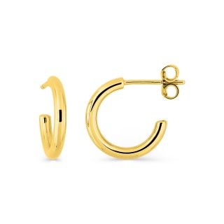 Brincos de meia argola 10 mm banhados a ouro com fio de 2 mm