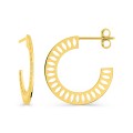 Brincos de meia argola banhados a ouro com motivo amêndoa 19 mm
