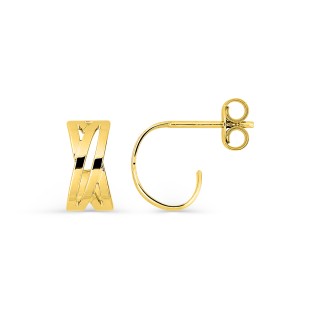 Brincos de meia argola entrelaçados banhados a ouro 11 mm