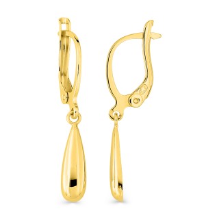 Brincos de mola banhados a ouro com motivo de gota 14 x 4 mm