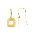 Pendientes ganchos bañados en oro, cuadrados y ranurados, 10 mm