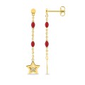 Pendientes colgantes estrella bañados en oro resina roja 27 mm