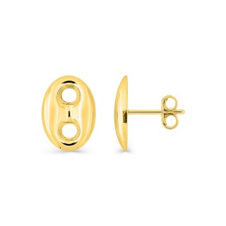 Pendientes de botón grano de café bañados en oro 13x9 mm