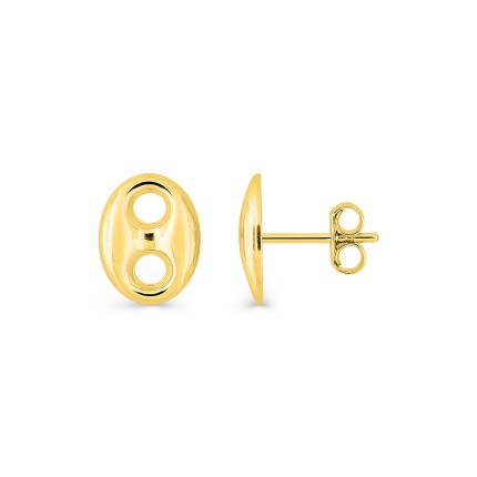 Pendientes de botón grano de café bañados en oro 10x8 mm