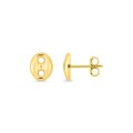 Pendientes de botón grano de café bañados en oro 8x6 mm