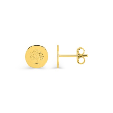 Brincos árvore da vida banhado a ouro, 8mm
