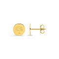 Pendientes de botón arból de la vida bañados en oro, 8 mm