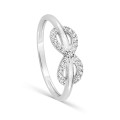 Anillo infinito de oro blanco 18K y rodio con circonitas