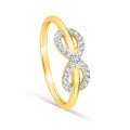 Anillo infinito de oro amarillo 18K y rodio con circonitas