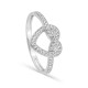 Anel coração ouro 18K branco com zircónias