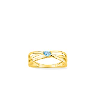 Anel ouro 9K amarelo com topazio azul em forma de pera 4 x 3 mm