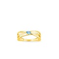 Anel ouro 9K amarelo com topazio azul em forma de pera 4 x 3 mm