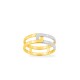 Anillo hebillas de oro amarillo 9K y rodio con diamantes 0,01 ct