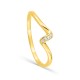Anillo con ondulación de oro amarillo 9K con cuatro diamantes 0,02 ct