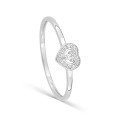Anel coração ouro 9K branco com diamantes 0,02 ct