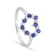 Anillo corazón de plata de ley rodiada con circonitas blancas y azules