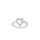 Anillo corazón de plata de ley rodiada con pavé de circonitas