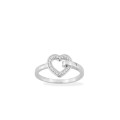 Anillo corazón de plata de ley rodiada con pavé de circonitas