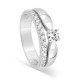 Anillo solitario de plata de ley rodiada con circonitas