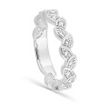 Anillo motivo hoja plata de ley rodiada con circonitas