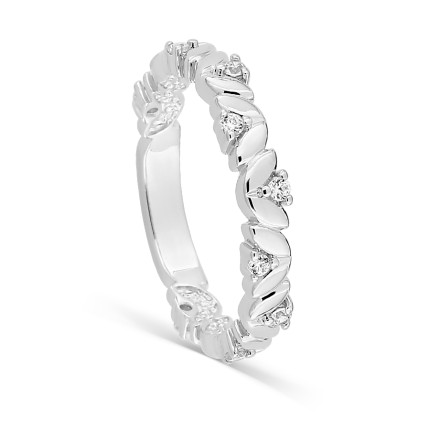 Anillo de plata de ley rodiada con circonitas redondas