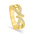 Anillo montura fantasía bañado en oro con circonitas