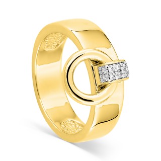 Anillo bañado en oro y rodio con circonitas