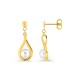 Pendientes largos oro amarillo 9K con perla cultivada de agua dulce 5 mm
