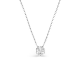 Collar de oro blanco de 9K con copo de nieve en 7 diamantes creados de 0,15 ct F-VS