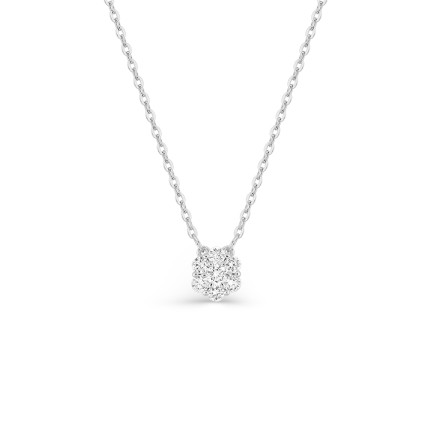 Colar de ouro branco 9K con floco de neve com 7 diamantes criados de 0,15 ct F-VS