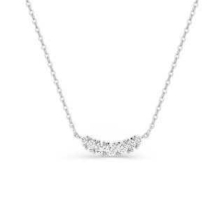 Colar com pendente de meia-lua em ouro branco de 9K com 7 diamantes criados 0,17 ct F-VS