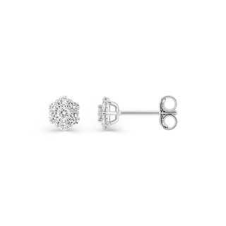 Pendientes oro blanco 9K con siete diamantes creados 0,30 ct