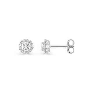 Brincos em ouro branco de 9K com roseta de diamantes criados 0,40 ct