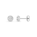 Pendientes oro blanco 9K con rosetón de diamantes creados 0,40 ct