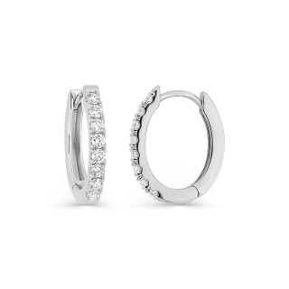 Brincos de argola em ouro branco de 9K com 8 diamantes criados de 0,30 ct F-VS