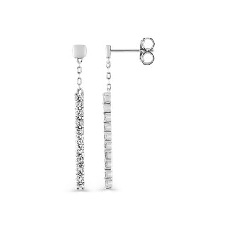 Pendientes de oro blanco 9 KT linea circonita