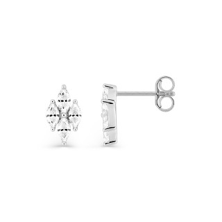 Brincos de ouro branco 9K‰ com zircónia marquise