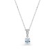 Colar em ouro branco 9k  com uma água-marinha e diamantes de 0,01 ct