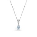 Colar em ouro branco 9k  com uma água-marinha e diamantes de 0,01 ct