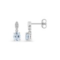 Pendientes colgantes de oro blanco de 9K adornados con una aguamarina y diamantes de 0,02 ct
