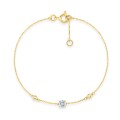 Pulseira em ouro amarelo 9k  com uma água-marinha e duas zircónias