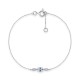 Pulsera de oro blanco de 9K adornada con una aguamarina y cuatro diamantes de 0,02 ct